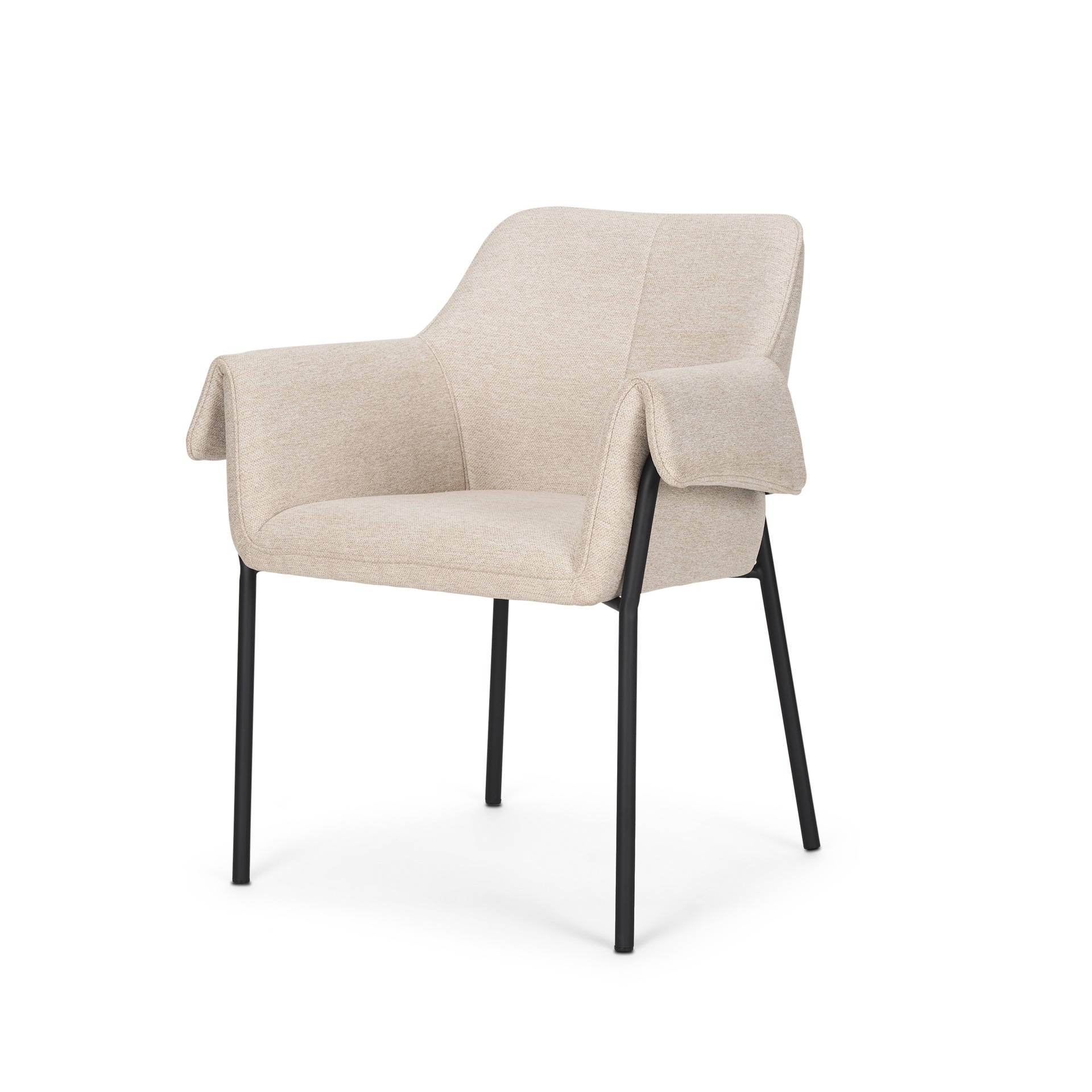 Brently Dining Chair w/ Oatmeal Fabric & Matte Black Metal Legs - Gulab ...